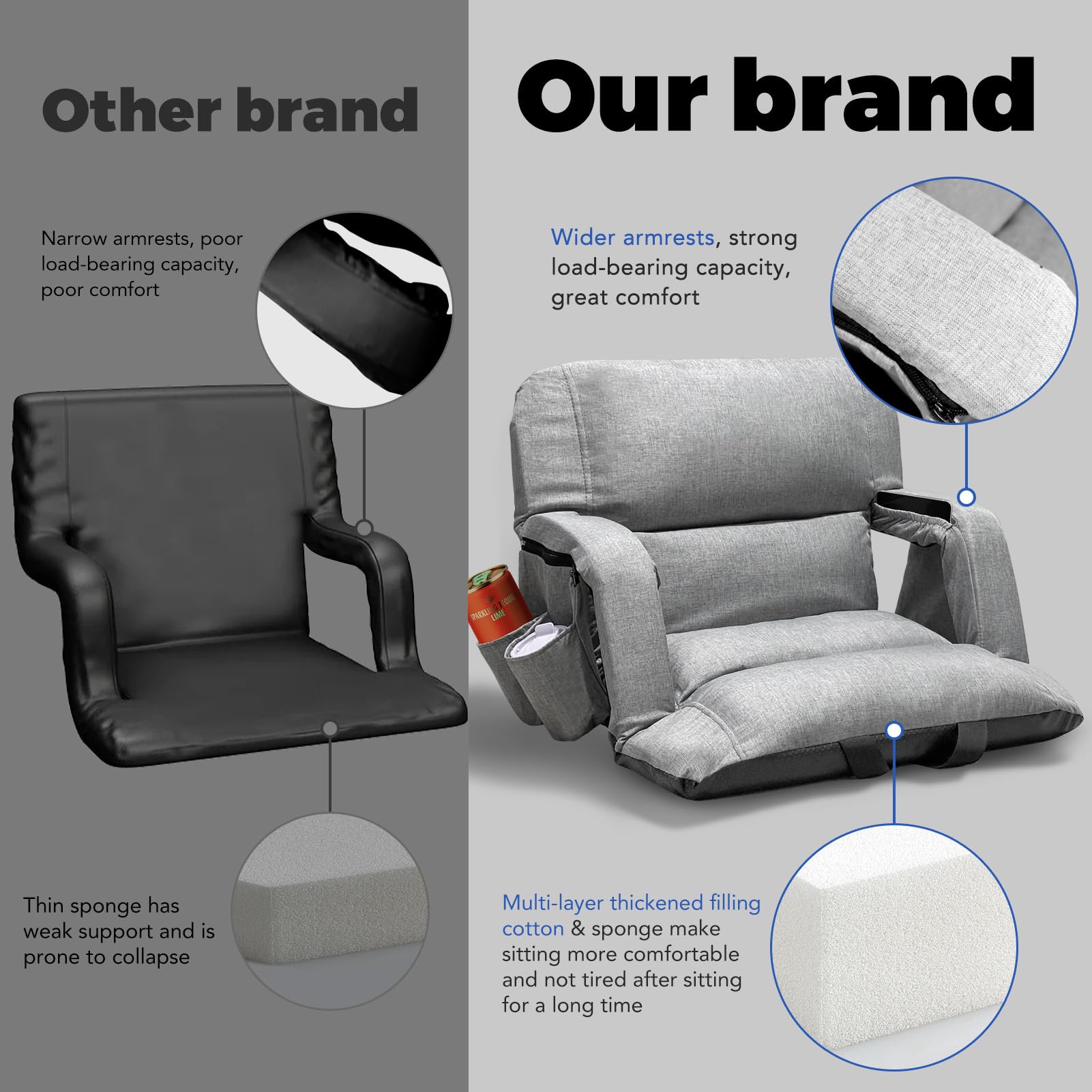 yeyeeyyee side profile with armrests and cup holders demonstrating easy access benefit