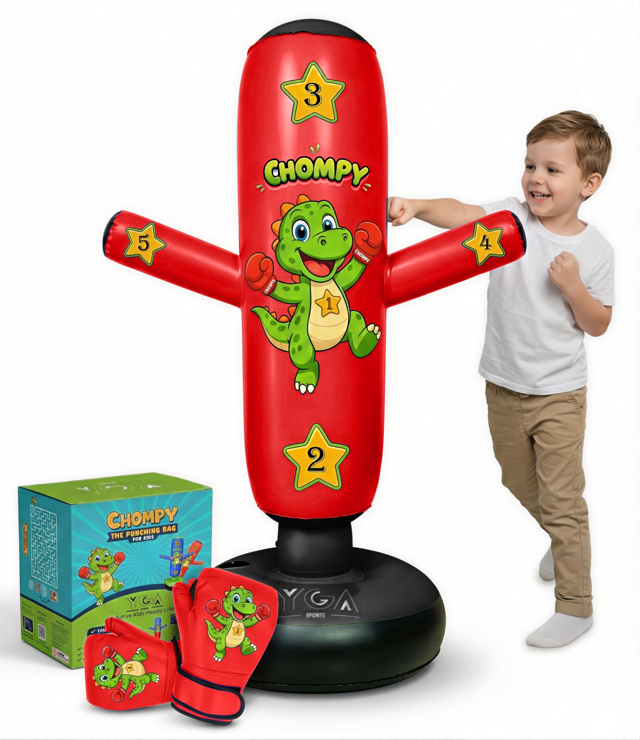 YGA Sports CHOMPY front packaging showing complete kid boxing set ready to gift