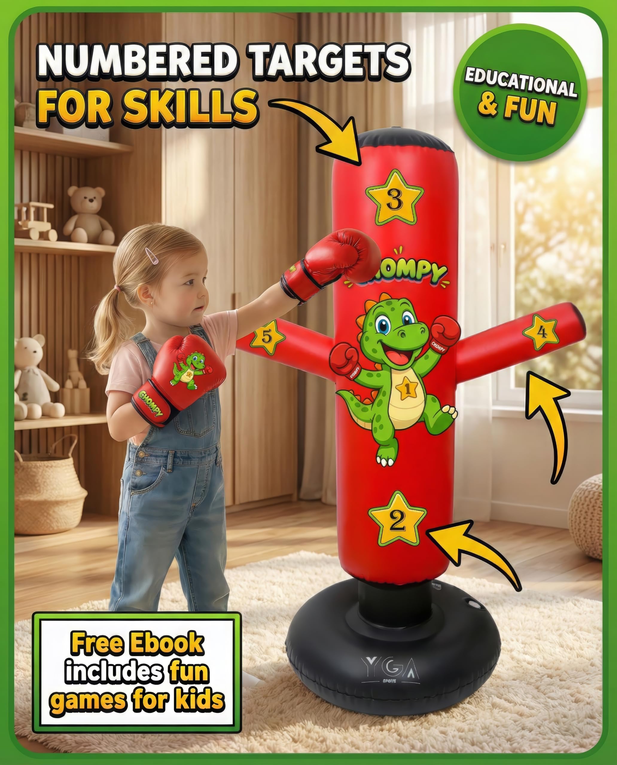 YGA Sports CHOMPY lifestyle playroom scene showing engaging screen-free activity