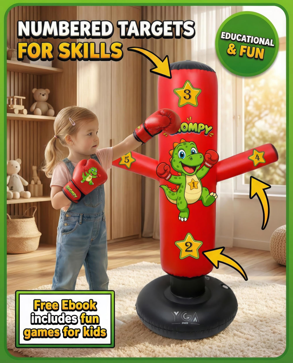 YGA Sports CHOMPY lifestyle playroom scene showing engaging screen-free activity