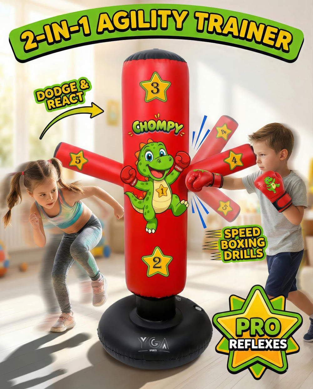YGA Sports CHOMPY five star targets highlighted for aiming practice and focus