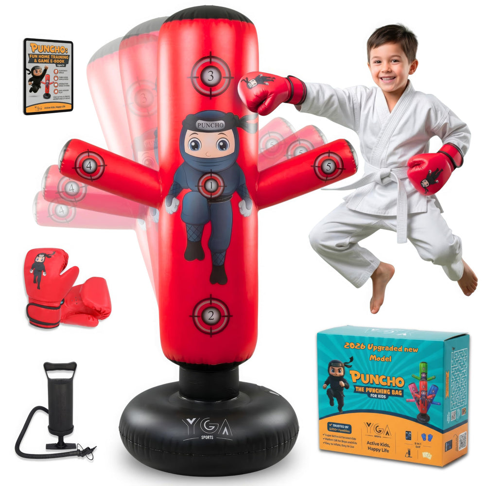YGA Sports front packaging showing complete PUNCHO gift set and benefits