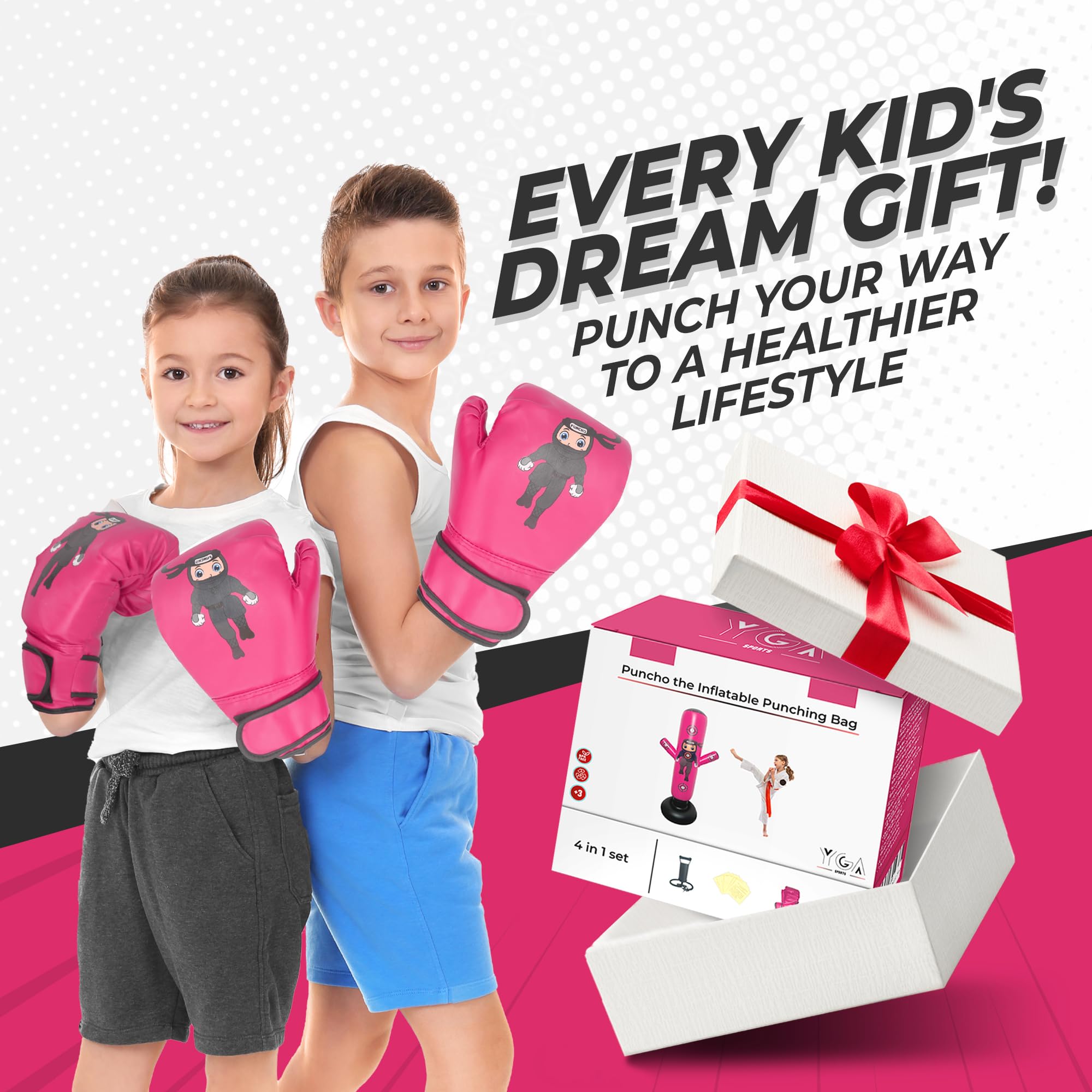 YGA Sports PUNCHO soft gloves and pump included for safe immediate play