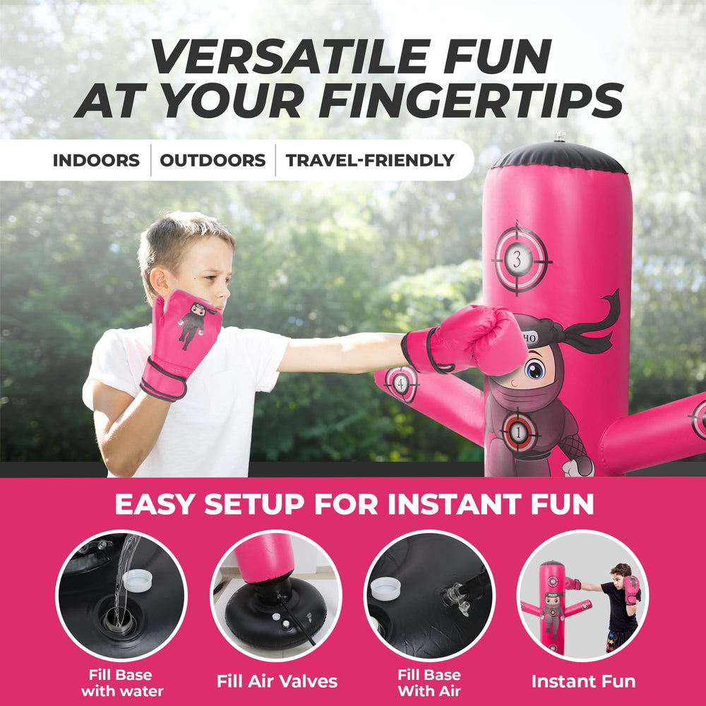 YGA Sports PUNCHO next to child for height-scale comparison and age suitability