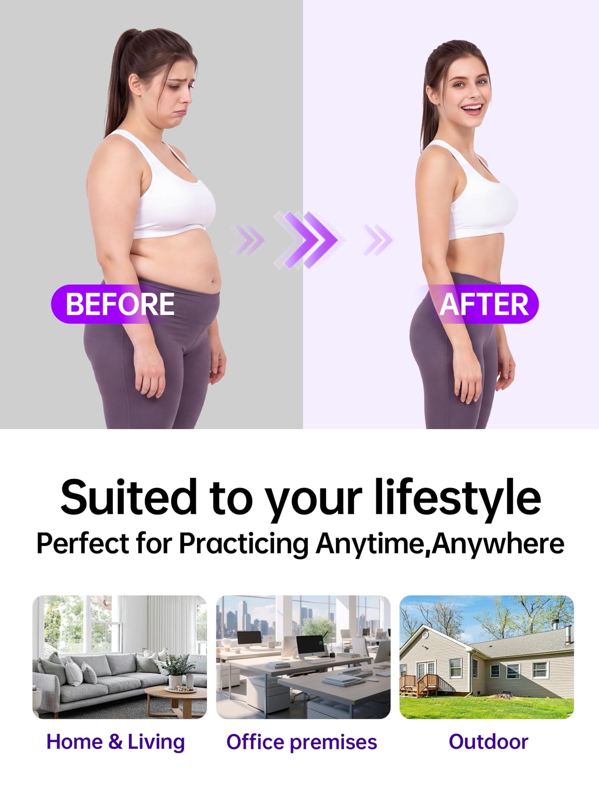 YHFAMIL model using band for standing leg workout to tone glutes