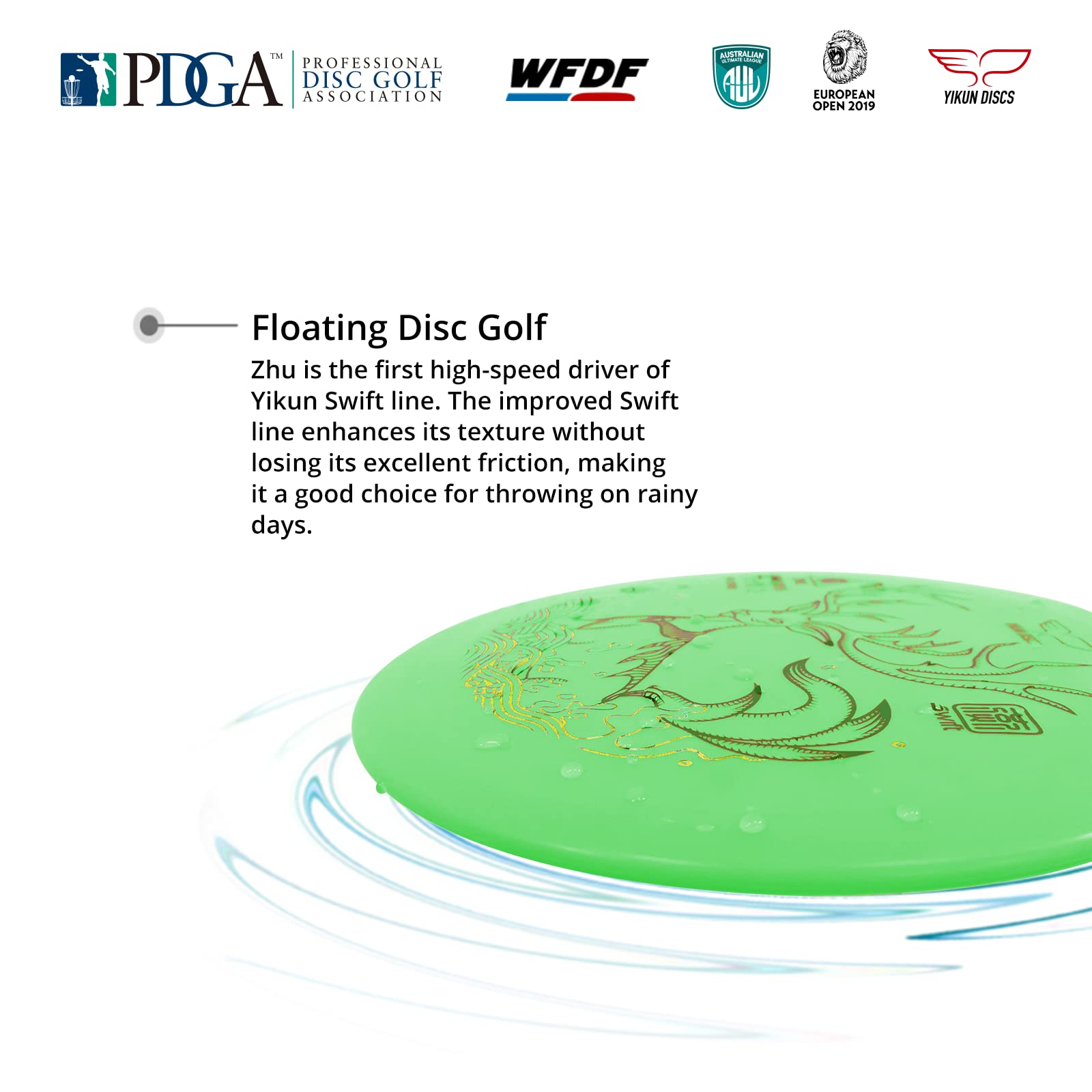 yikundiscs floating on lake water, demonstrating buoyant material and lost-disc prevention