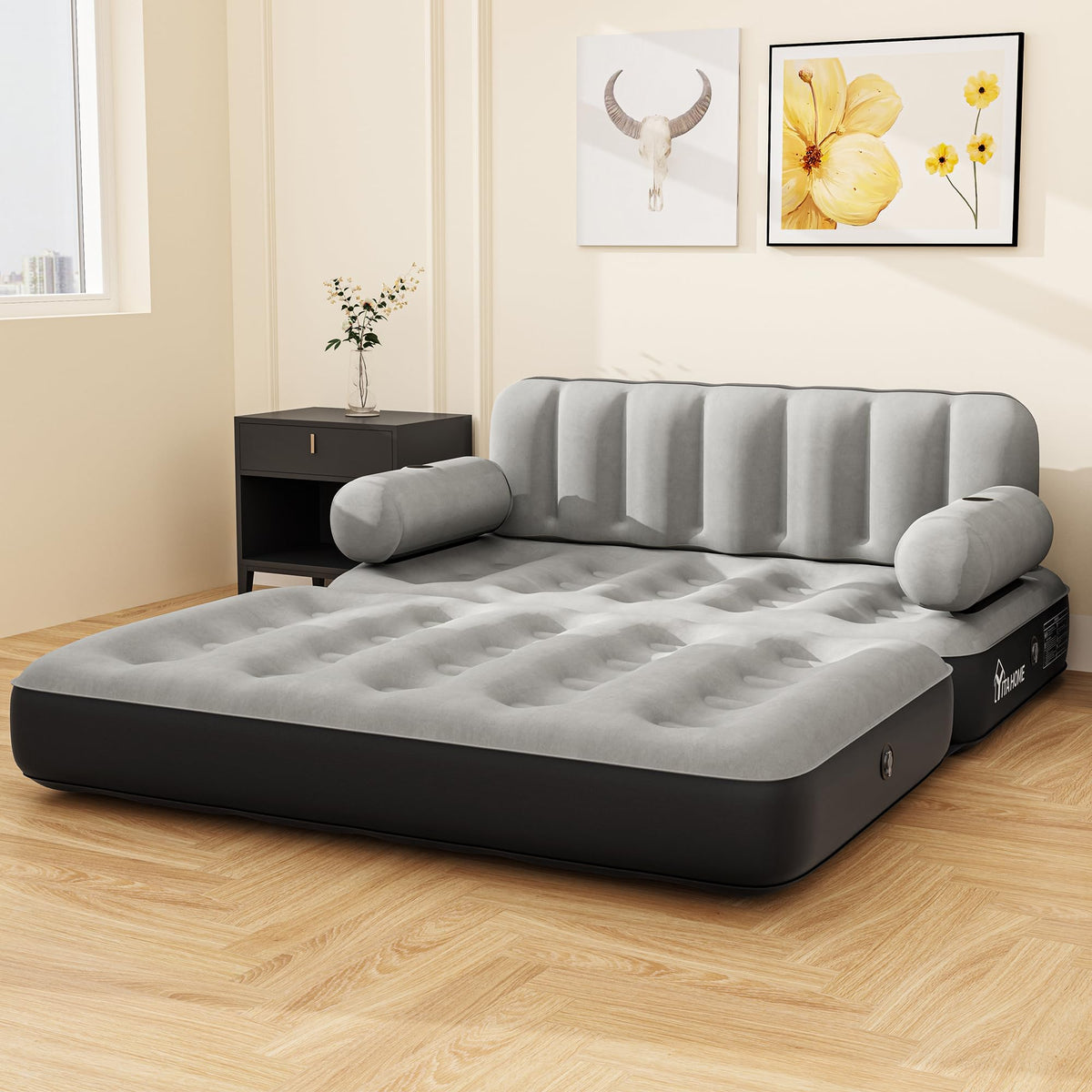 YITAHOME front view of inflated sofa bed showing full dimensions and comfort