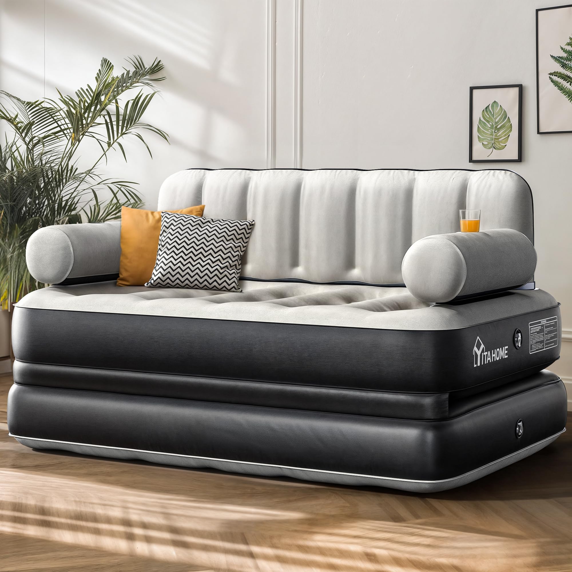 YITAHOME front view inflated sofa bed showing compact comfort