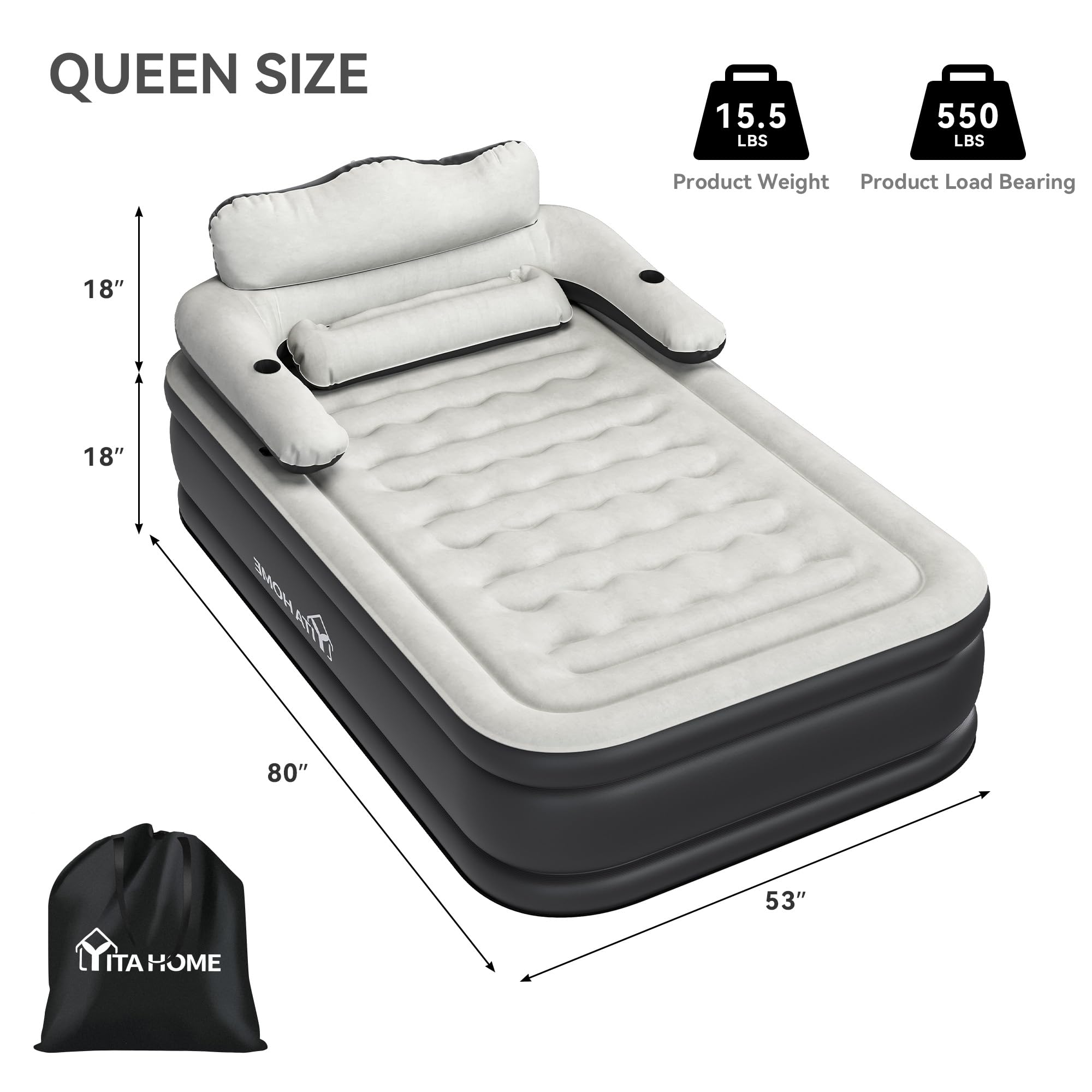 YITAHOME air mattress set up at campsite for comfortable portable sleeping