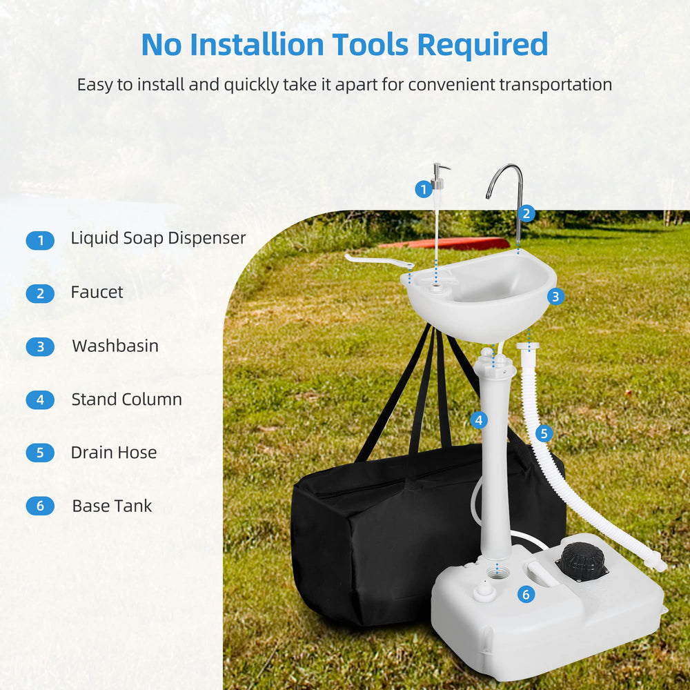 YITAHOME portable sink in a campsite kitchen for on-site cleaning convenience