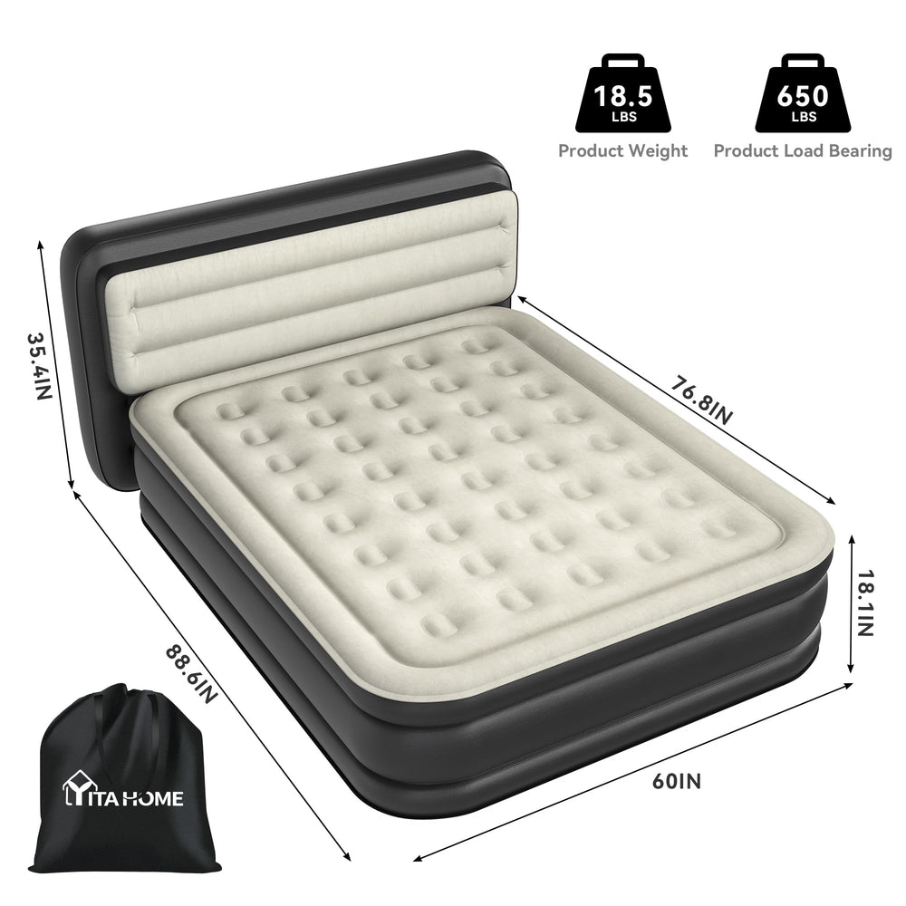 YITAHOME inflatable mattress set up in bedroom showing ready-to-use guest comfort