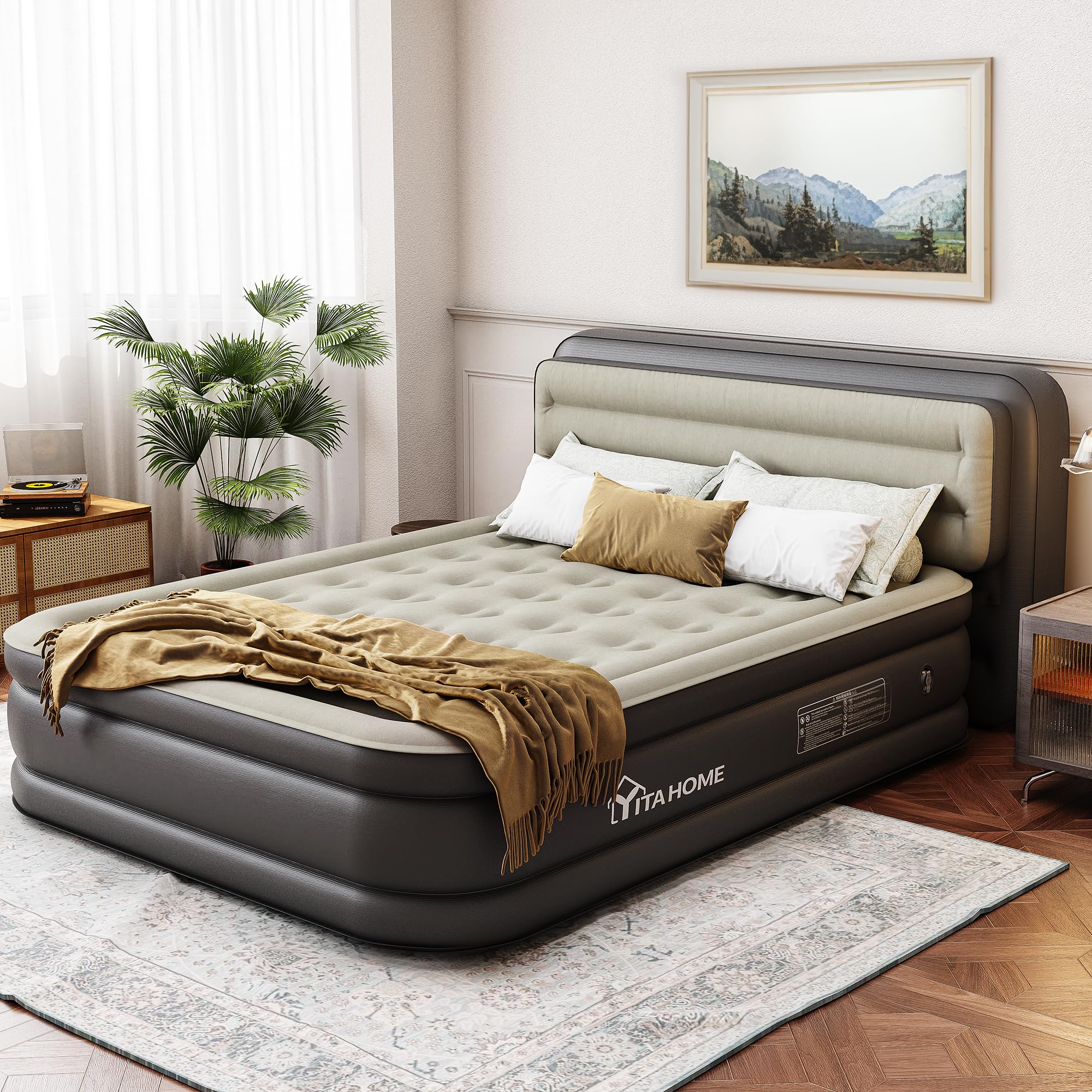 YITAHOME queen mattress front view showing full size and soft flocked top for comfortable sleep