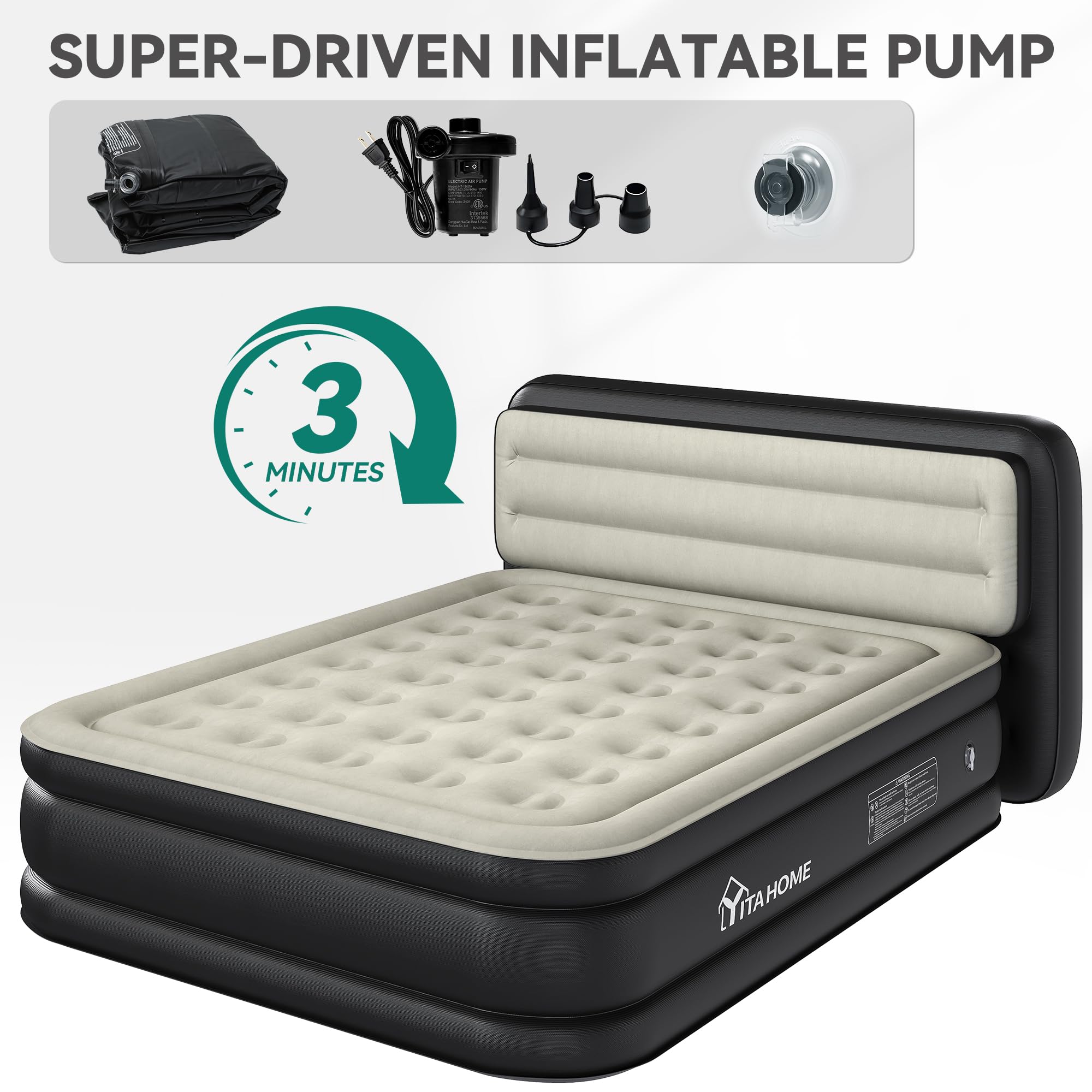 YITAHOME side profile showing 18-inch height for mattress elevation and ease of use