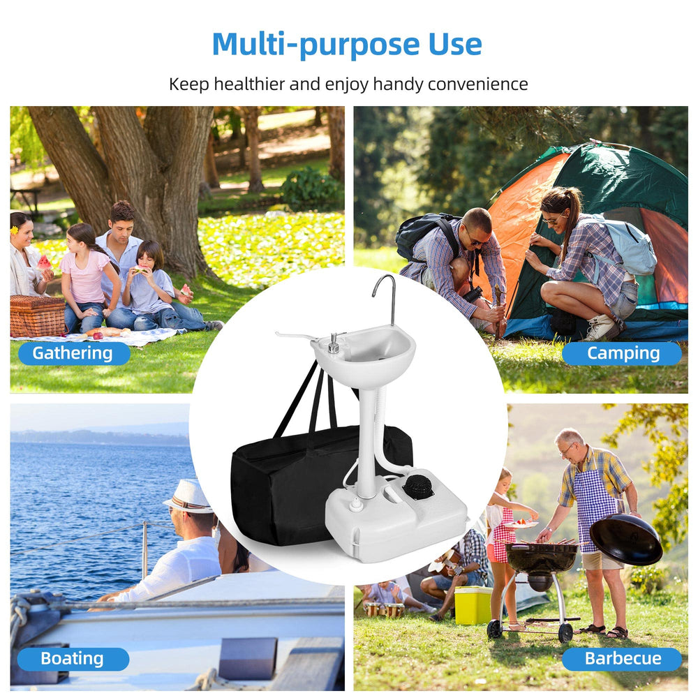 YITAHOME sink beside backpack to show compact size and travel-ready benefit