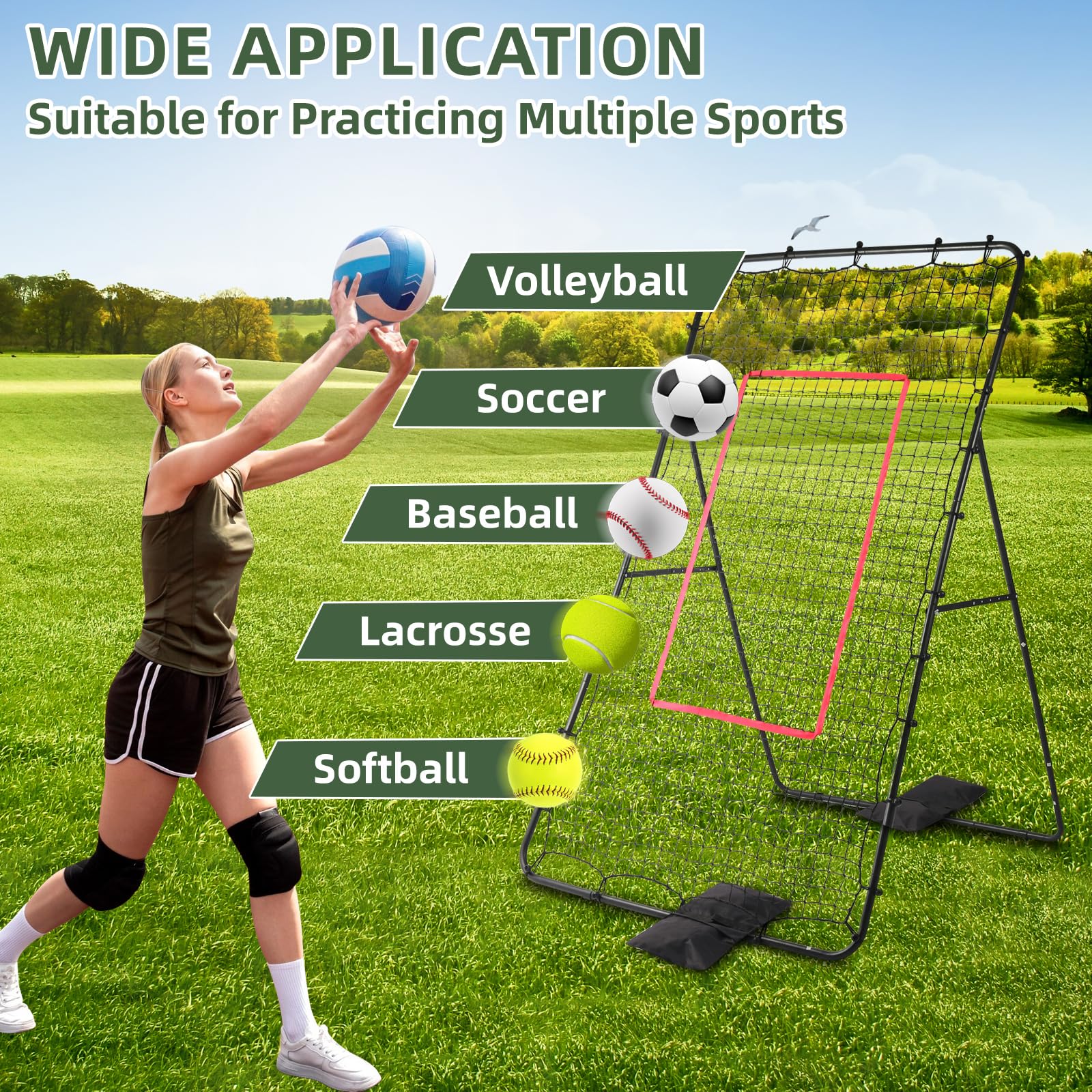 Yiwsnust rebounder set up in backyard with player practicing spikes to improve timing