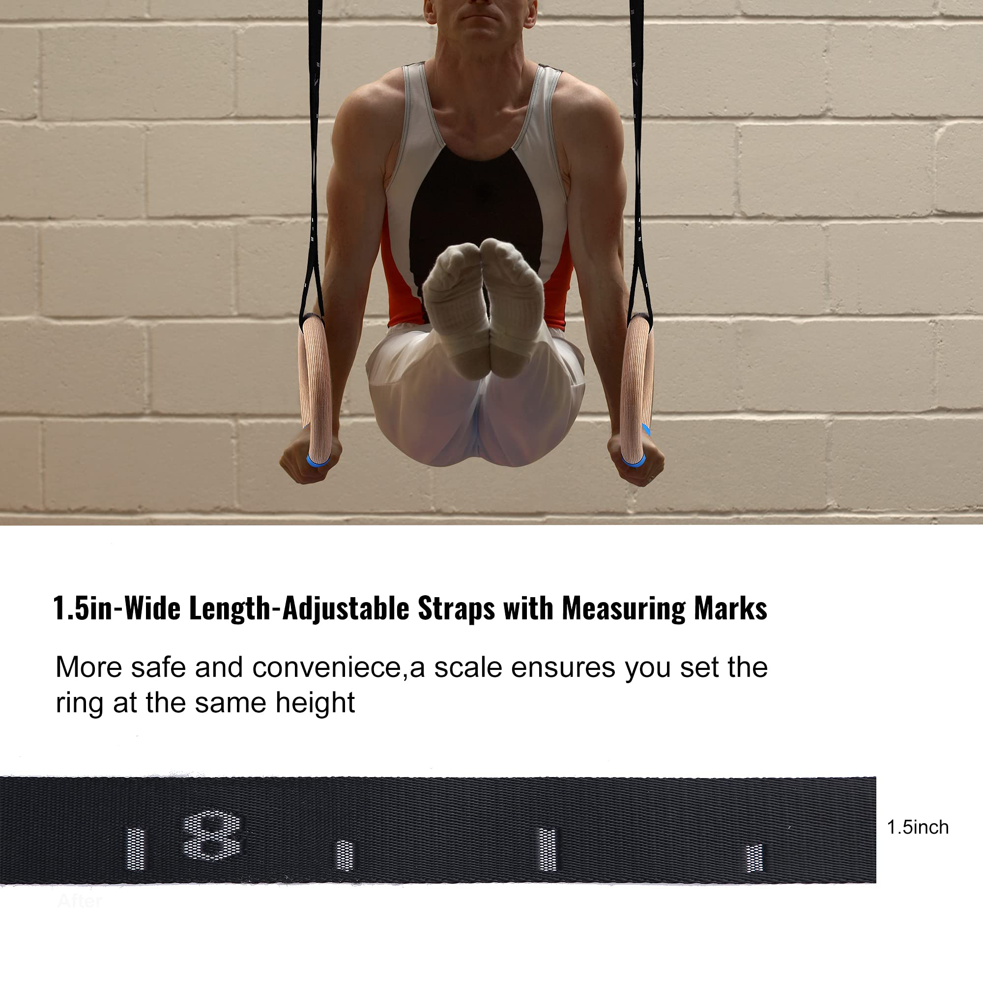 YOELVN rings mounted on pull-up bar demonstrating versatile workout setup