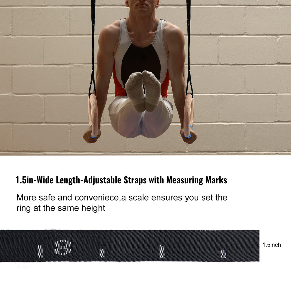 YOELVN rings mounted on pull-up bar demonstrating versatile workout setup