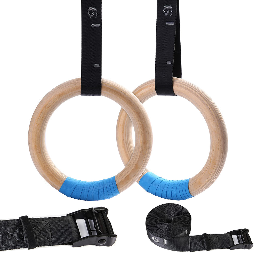 YOELVN wooden rings front view showing durable birch and ready-to-install benefits