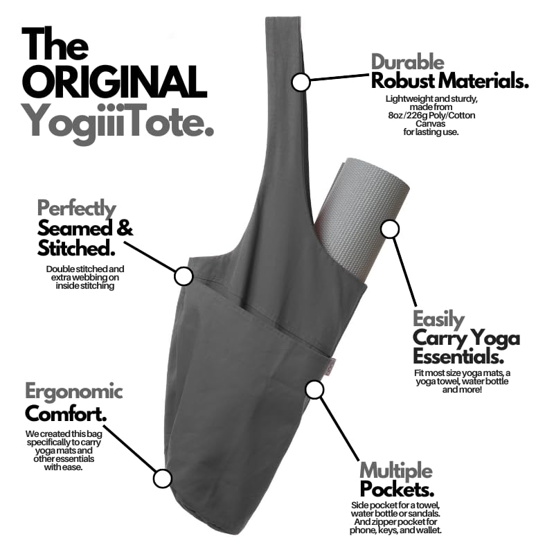 Yogiii side pocket holding water bottle and towel for easy access