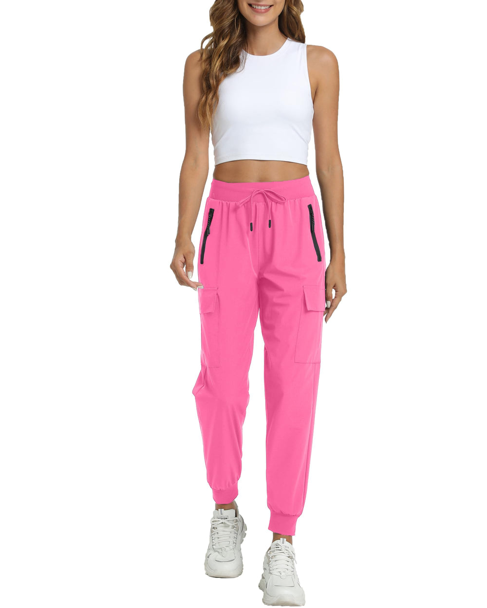Yoglegins pants next to water bottle demonstrating lightweight, packable scale
