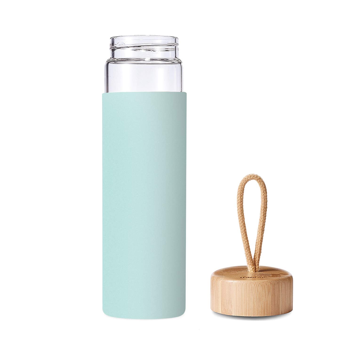 Yomious bamboo lid detail with stainless steel insert showing leak-resistant benefit