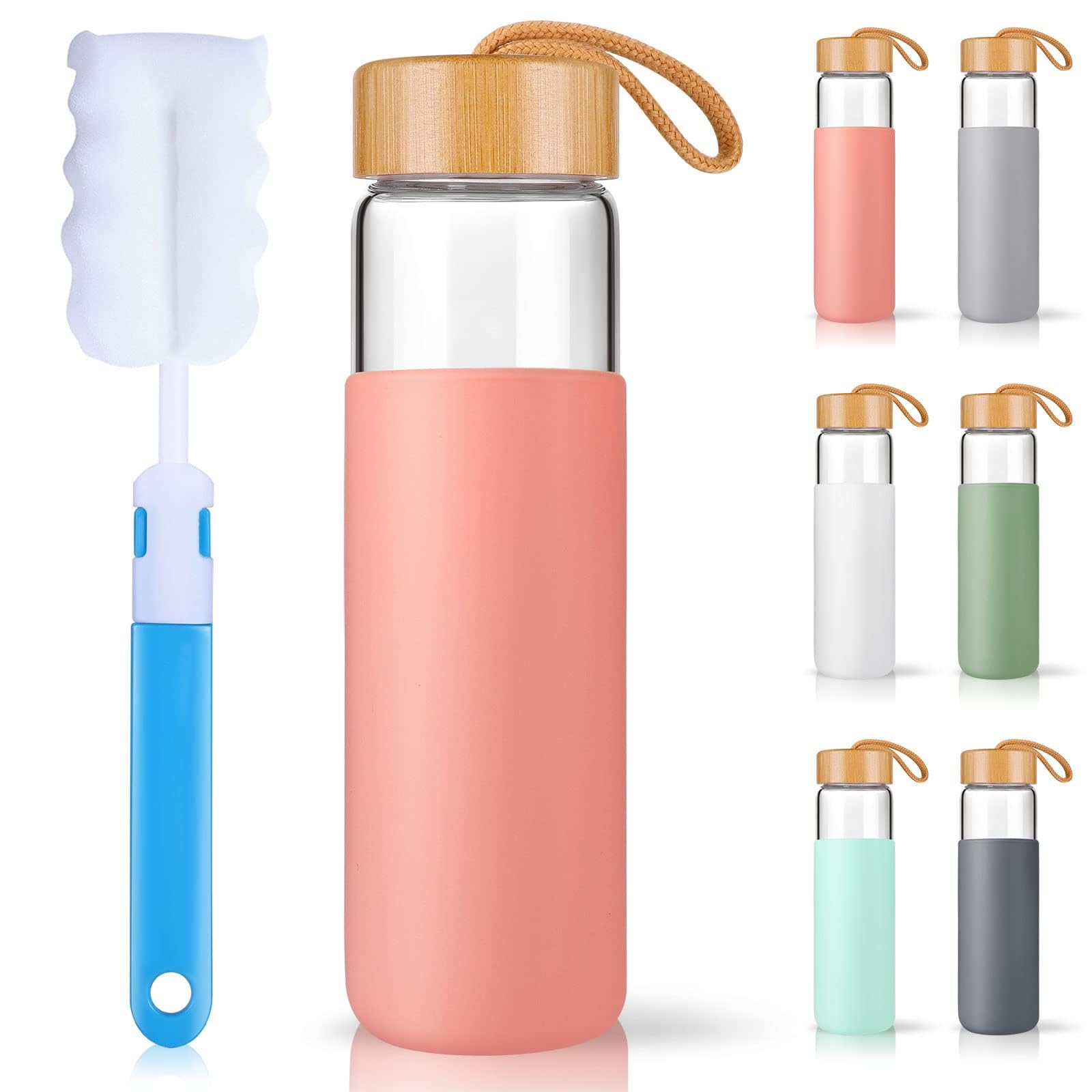 Yomious clear glass bottle front view showing sleek design and capacity benefit