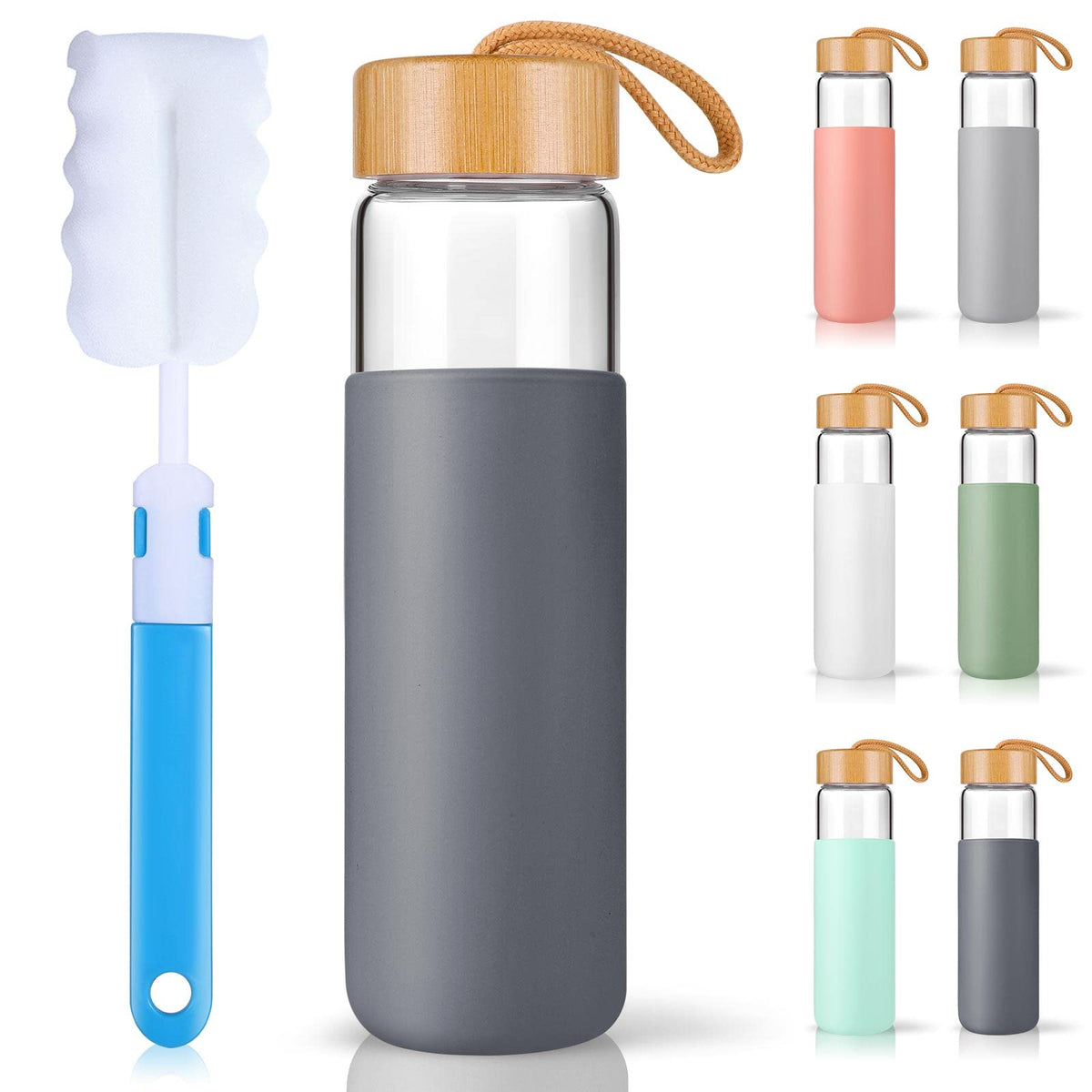 Yomious front view clear glass bottle shows sleek design and practical style