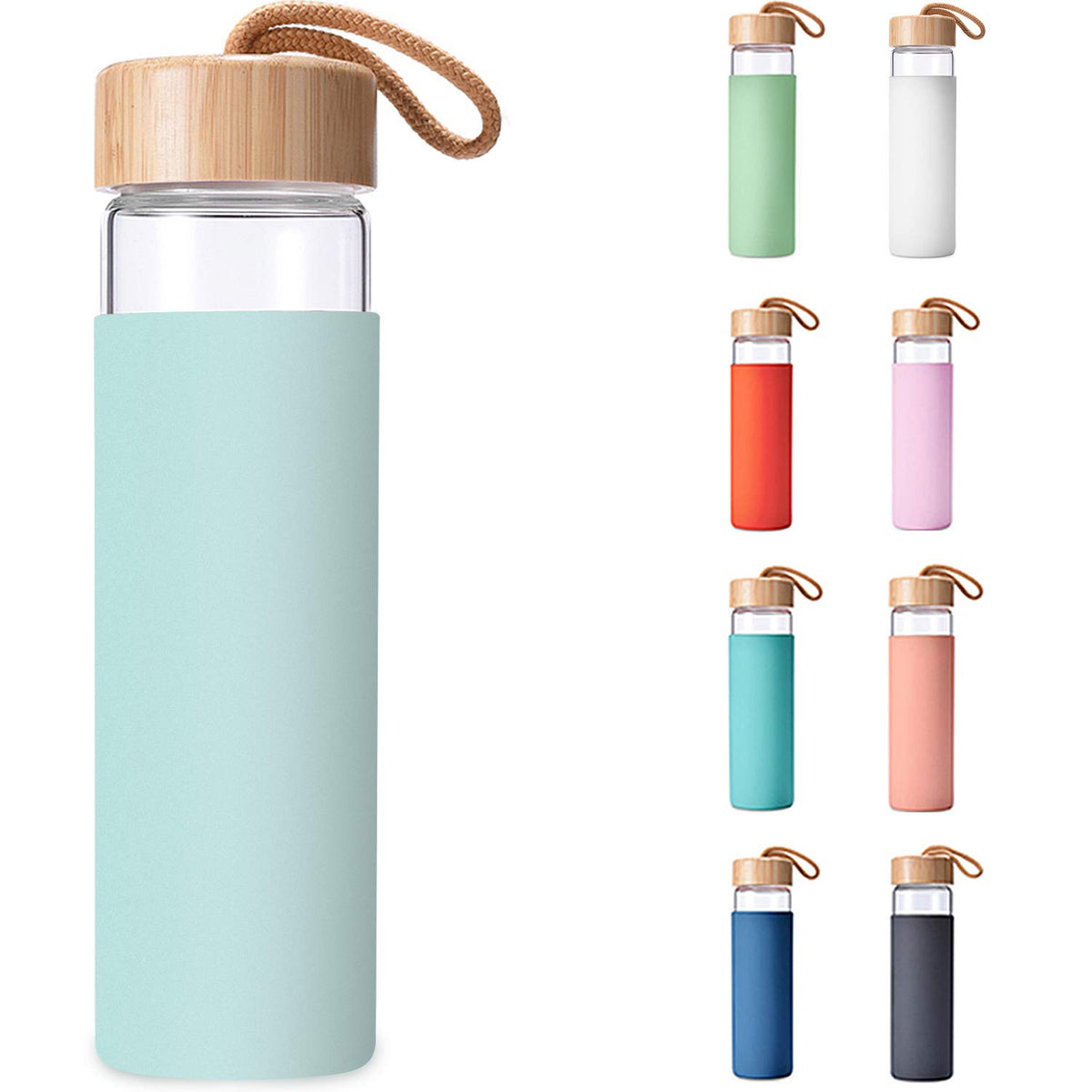 Yomious front view clear glass bottle showing sleek design and hydration benefit