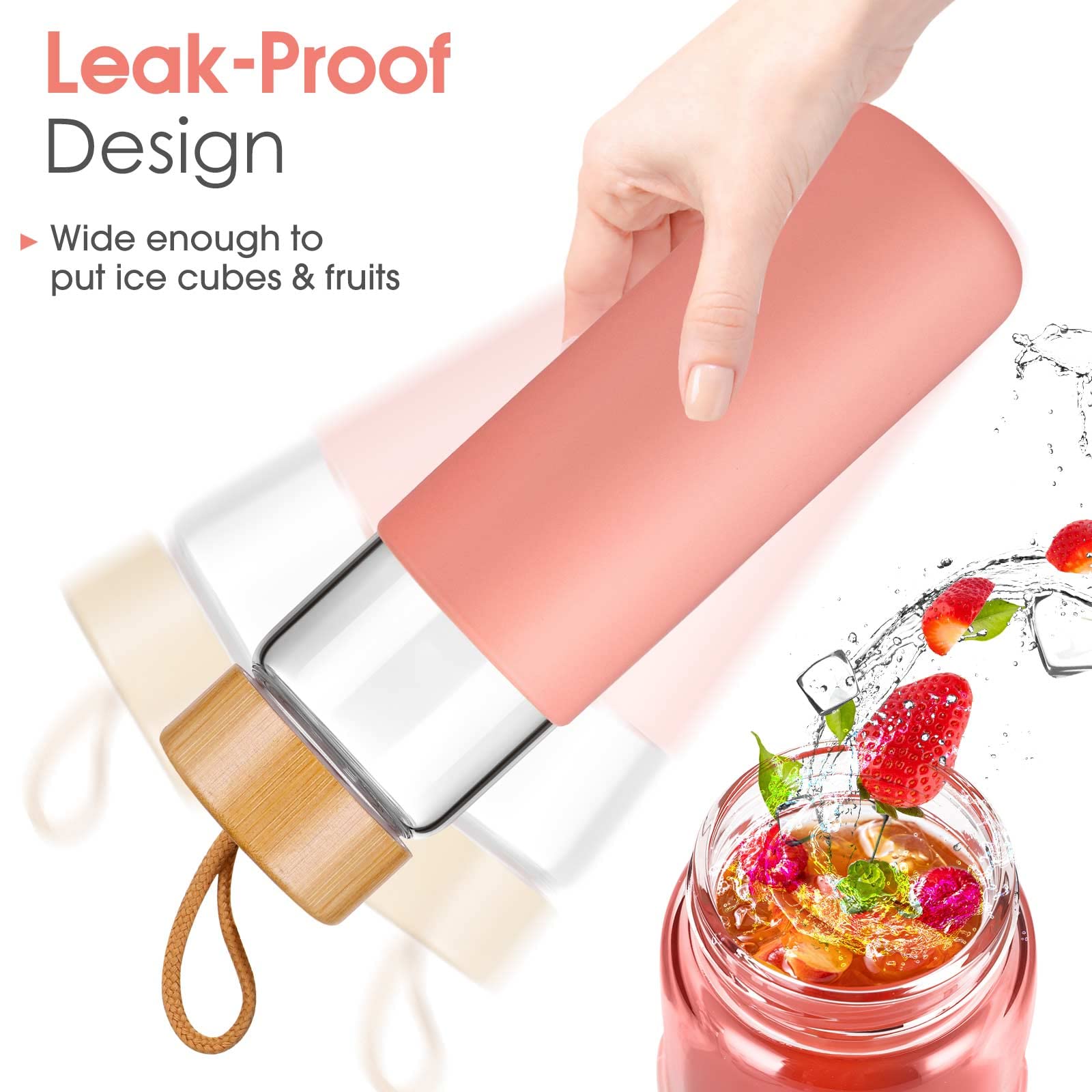Yomious wide mouth filled with ice showing easy filling and cooling advantage