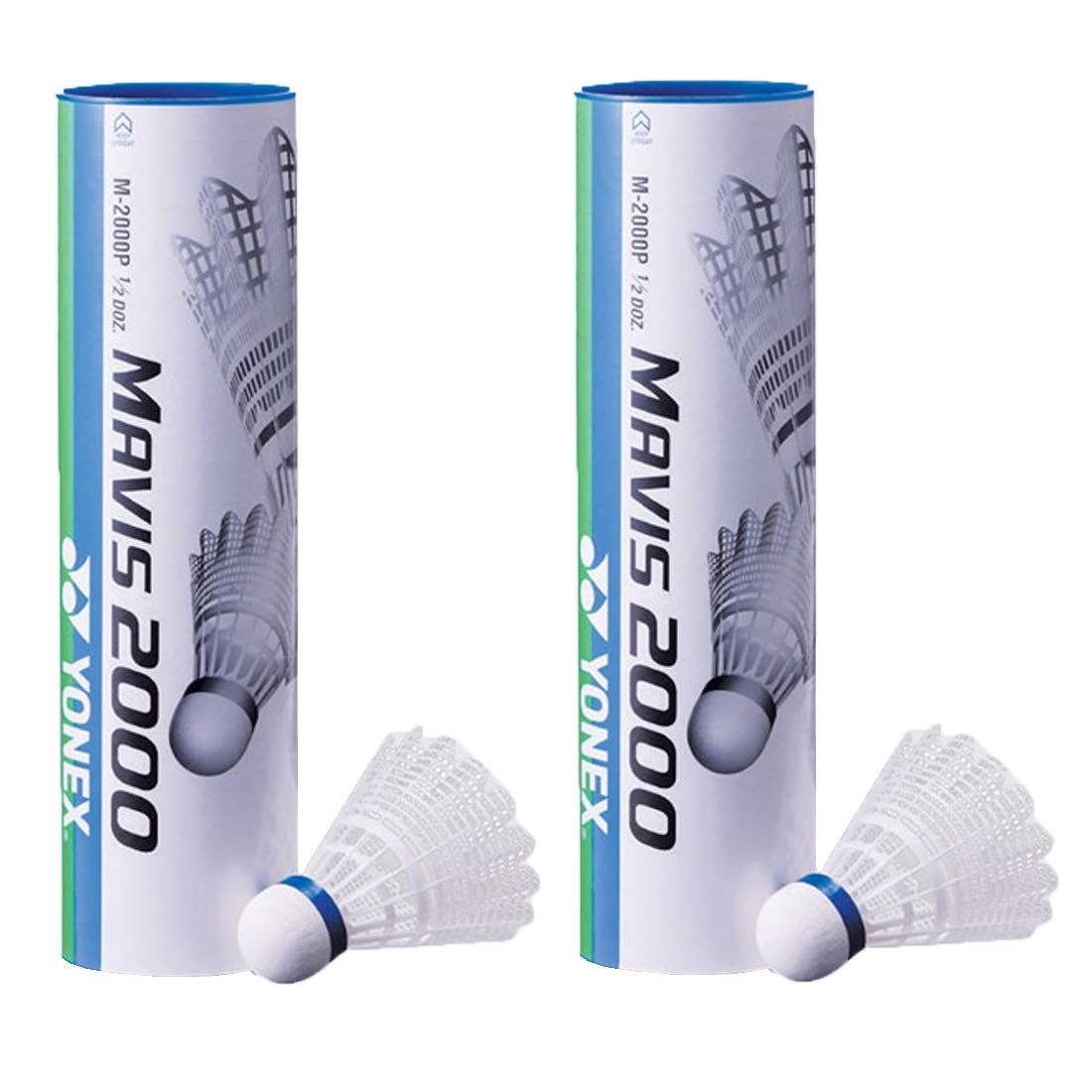 YONEX Mavis 2000 front packaging showing tubes and durable nylon design benefit