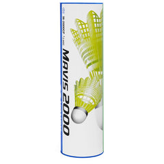 YONEX Mavis 2000 front tube showing packaging and visible yellow shuttles for quick selection