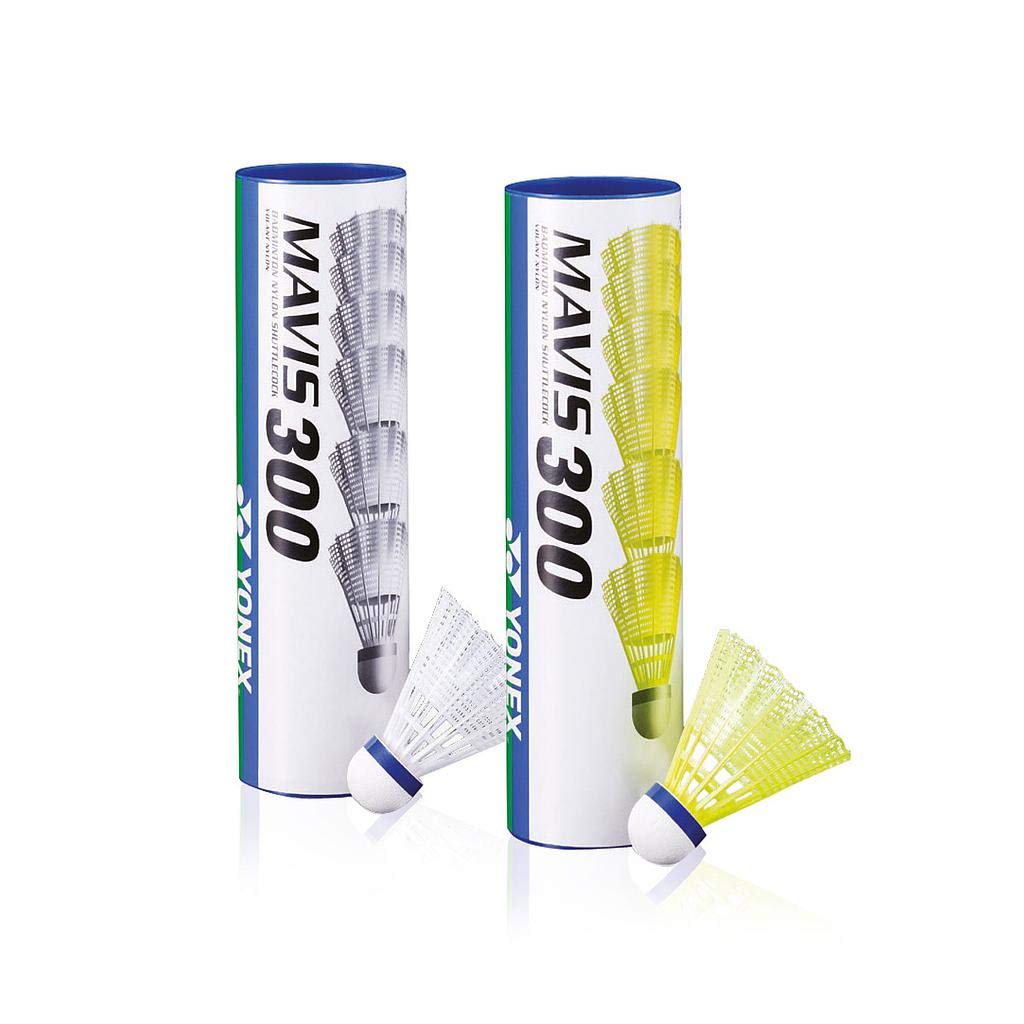 YONEX Mavis 300 front packaging showing white nylon shuttles and brand — durable practice shuttle