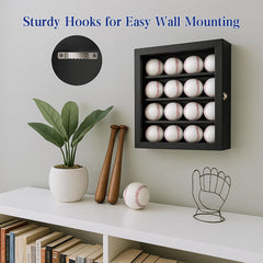 yongvelin interior shelves cradling baseballs with rounded slots to prevent rolling and display benefit