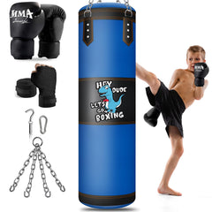 YORWHIN front view of the kids punching bag set showing complete contents and convenience