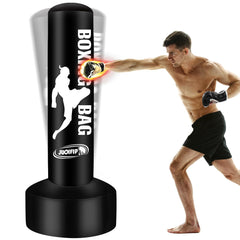 YORWHIN front view of full 69-inch punching bag and stand showing stable design