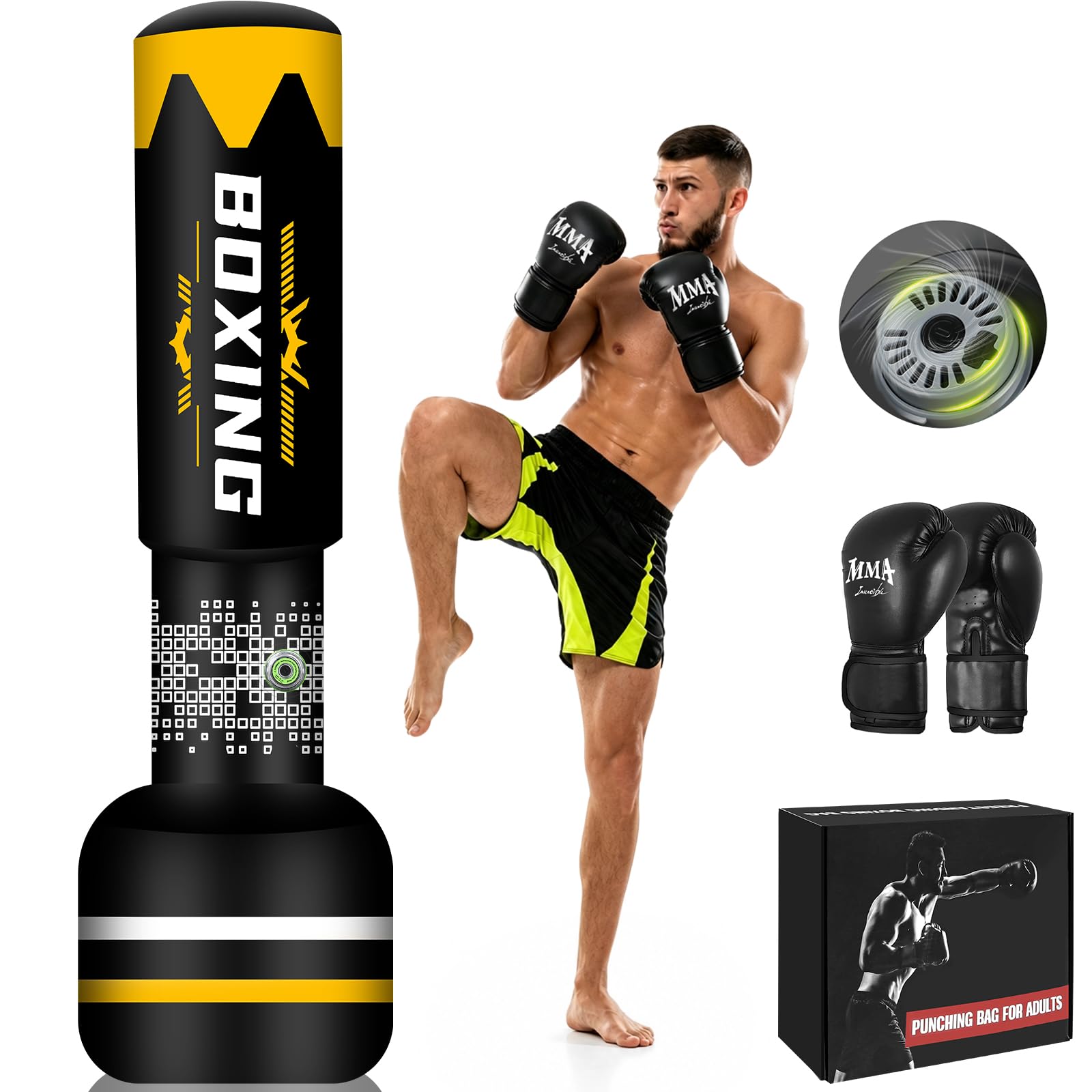 YORWHIN front view of standing bag showing full-height design and ready-to-train benefit