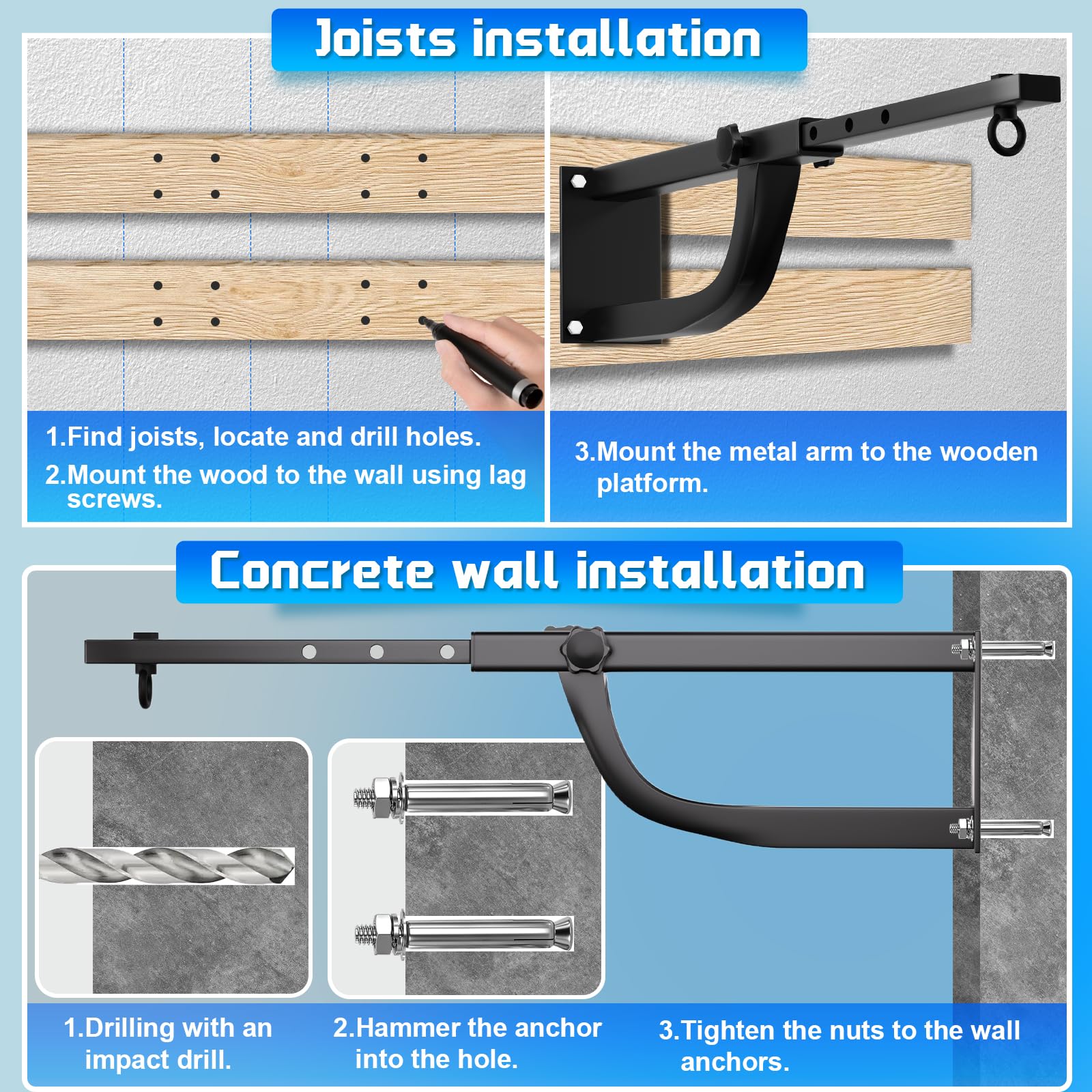 YORWHIN installation kit and hardware layout simplifying secure wall mounting