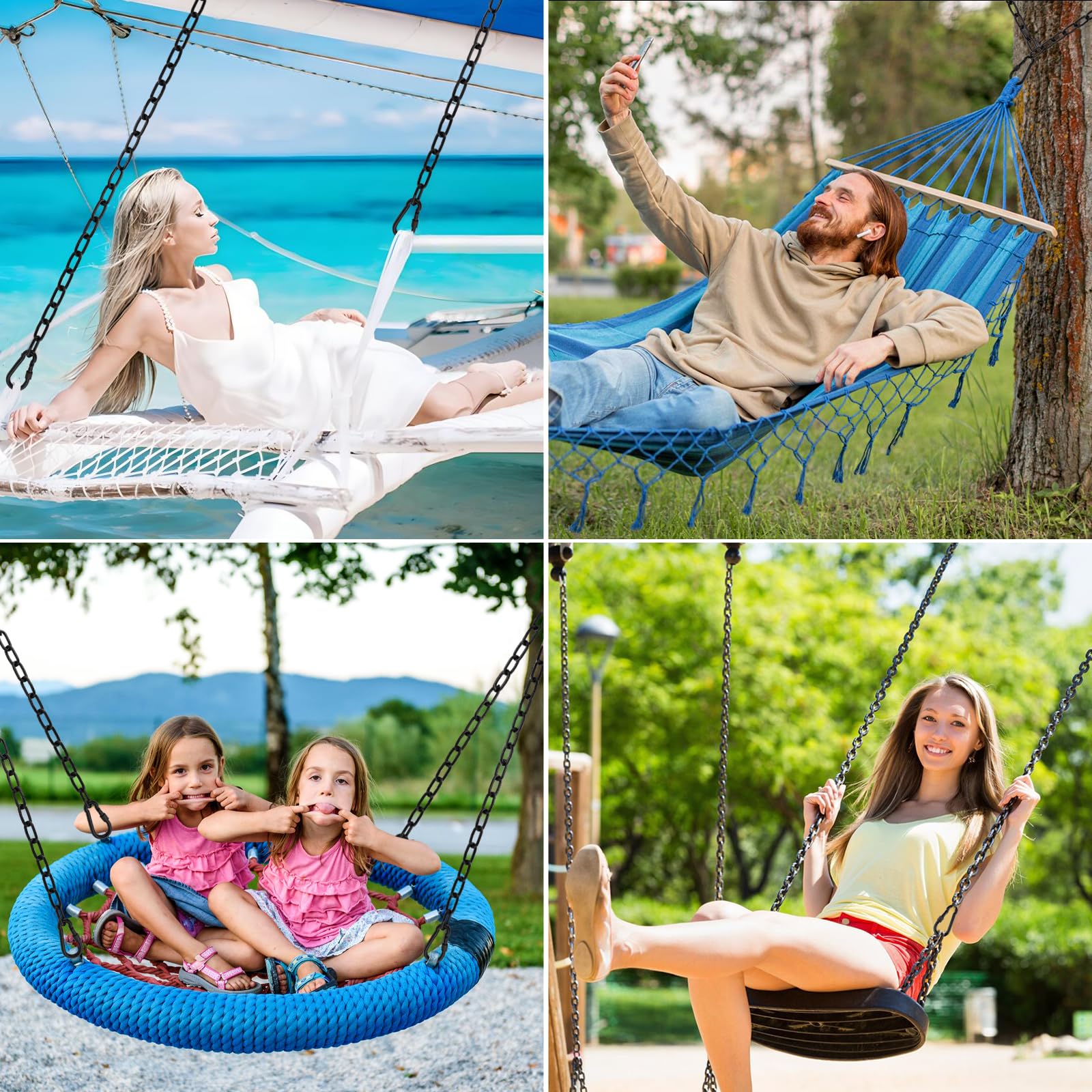 YOSE patio setup with hanging chair showing stylish functional use