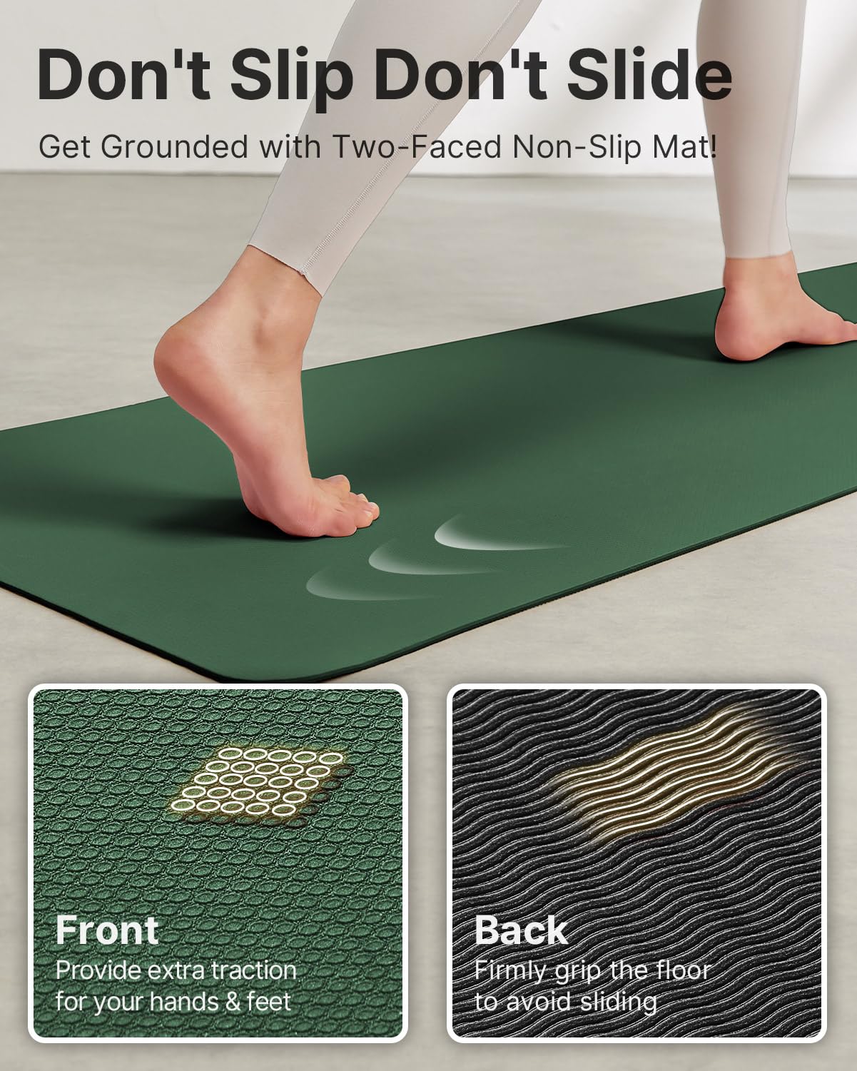 YOTTOY mat in use during Pilates showing cushioned support for joints