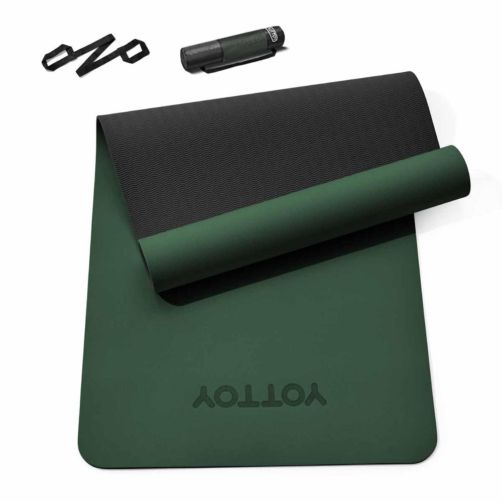 YOTTOY mat front view showing full 72x24 surface and green color for stable practice