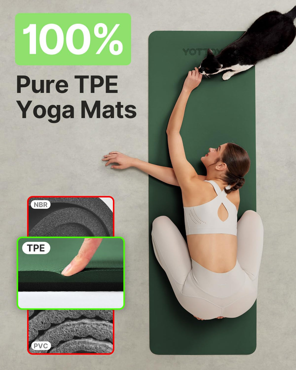 YOTTOY rolled mat secured with strap for easy portability between classes