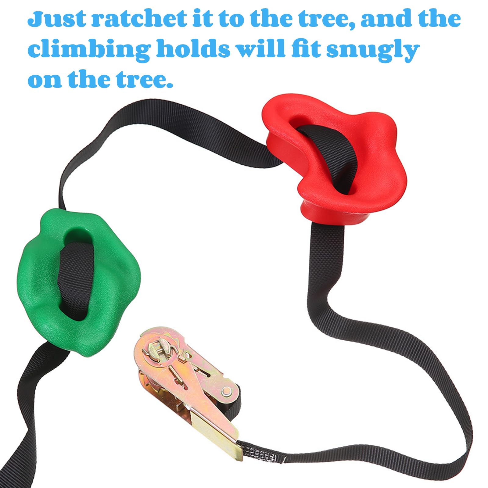 Youeon holds mounted on a large tree illustrating no-drill installation