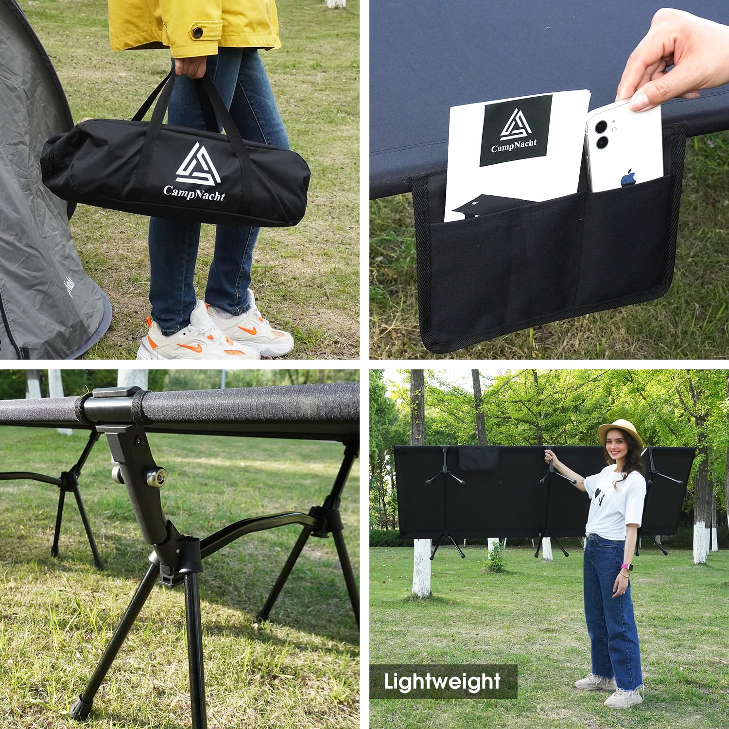 YOUGYM cot packed in car trunk illustrating travel-ready portability