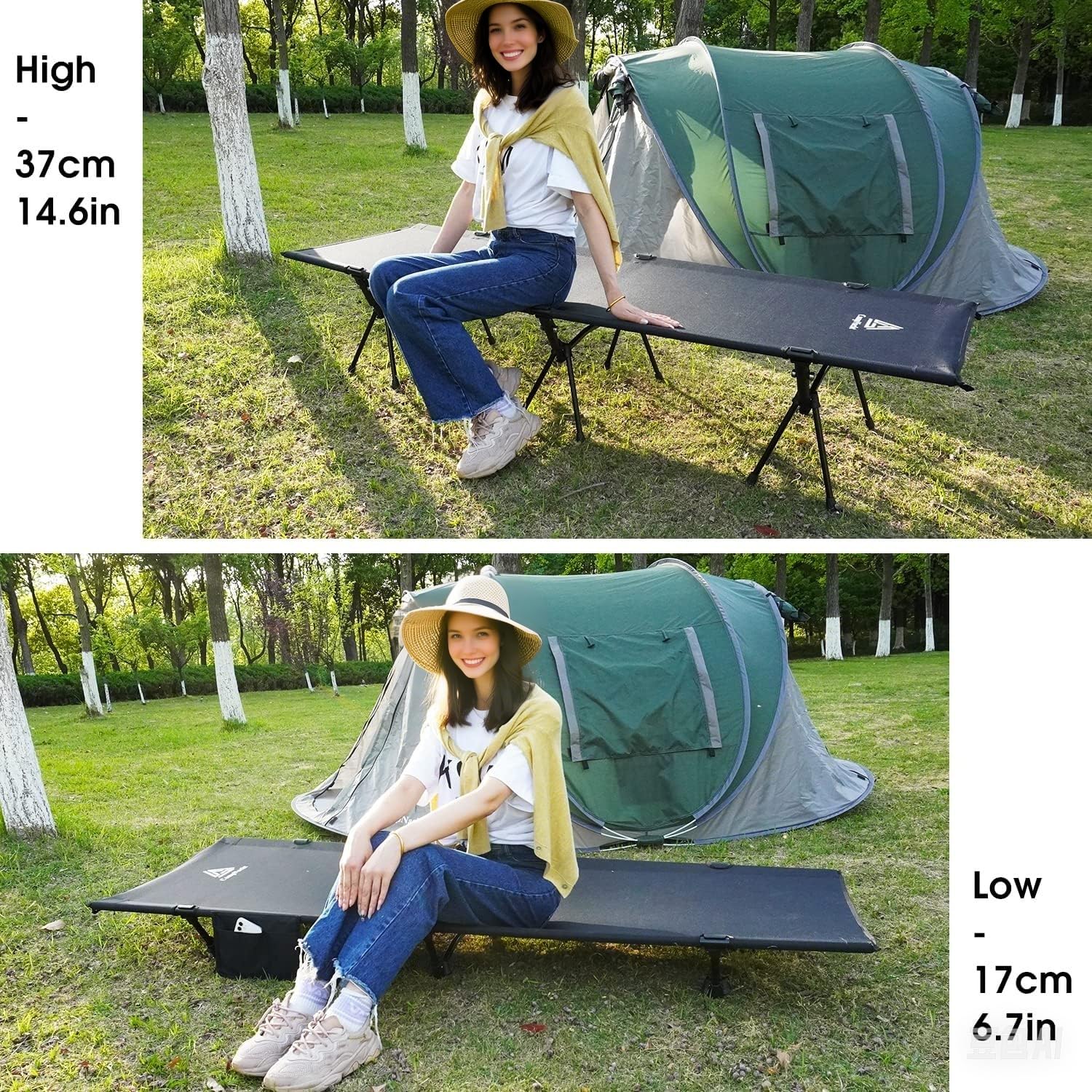YOUGYM cot 1000D fabric close-up highlighting tear resistance and comfort