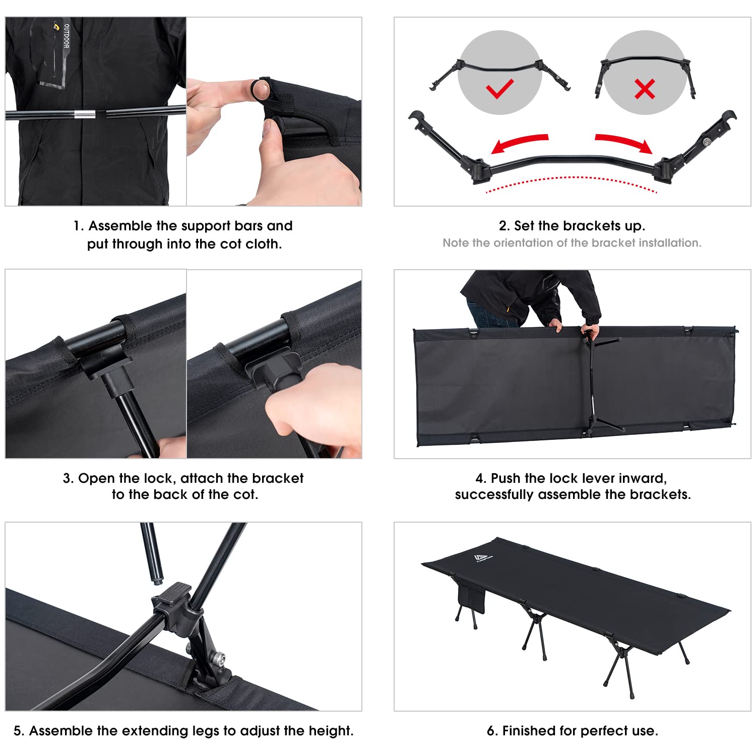 YOUGYM cot side storage pocket holding phone and essentials within reach