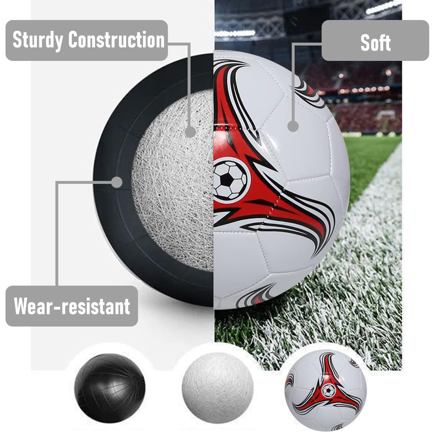 Youlina deflated soccer balls inside mesh sport bag for compact storage and transport ease