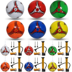 Youlina front view of six deflated size 4 balls showing pack and labels, convenient for donations
