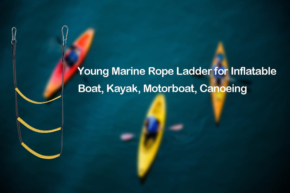 Young Marine ladder fitted to inflatable boat demonstrating easy reboarding benefit