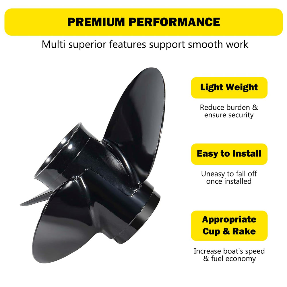 YOUNG PROPS side profile showing 12.5-inch diameter and three-blade pitch for balanced performance