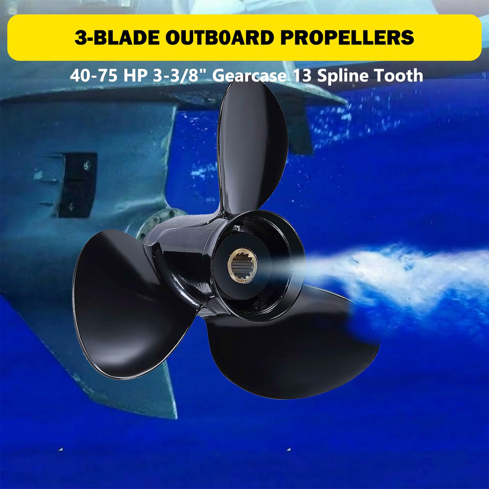 YOUNG PROPS propeller beside ruler for scale, showing true 12.5-inch diameter and 13-inch pitch